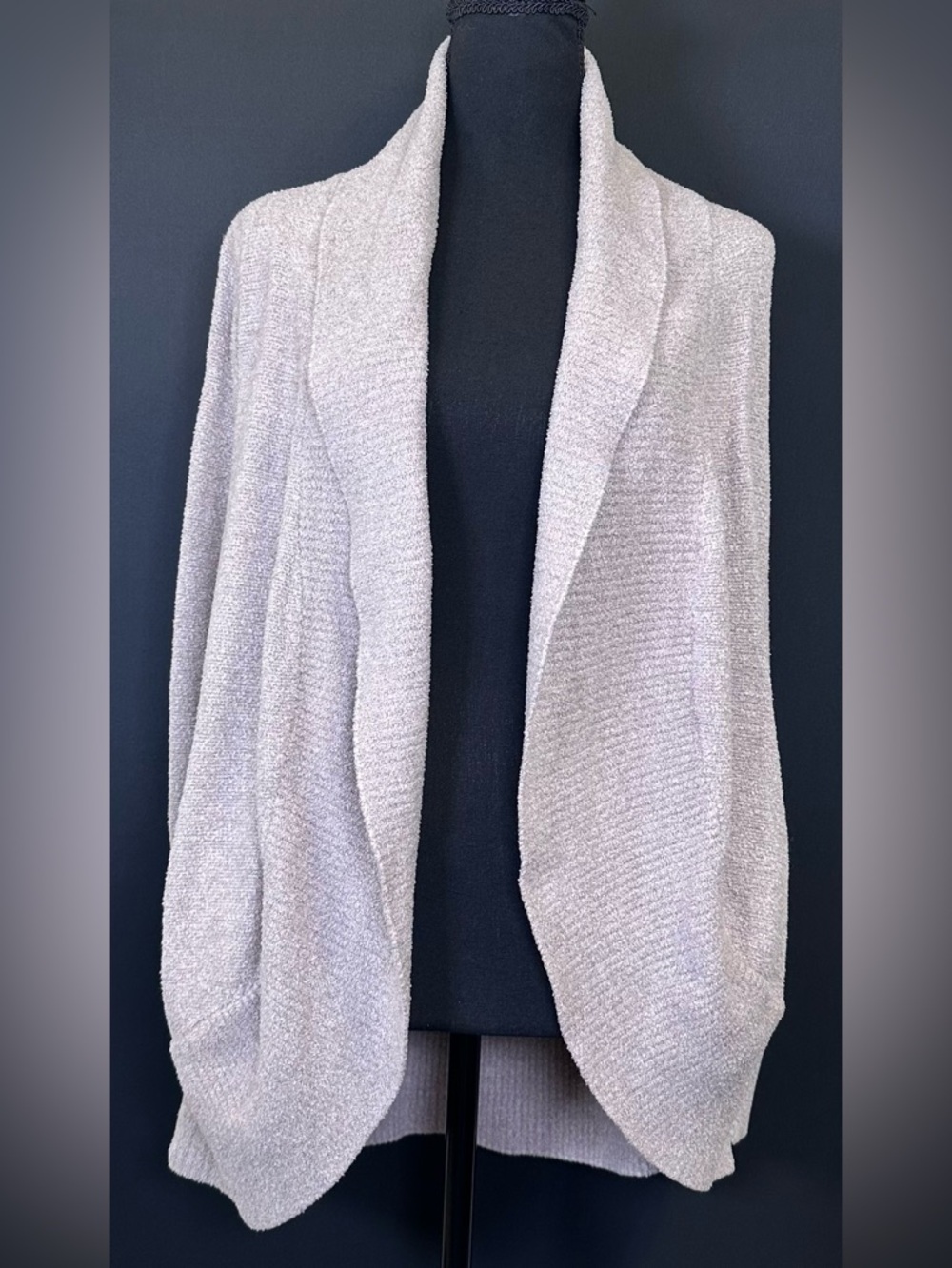 #199- Barefoot Dreams Women's Open-Front Cardigan in Taupe - Picture 3 of 12